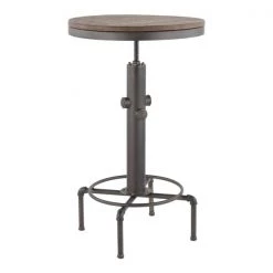 Lumisource Hydra Bar Table in Vintage Antique Metal and Brown Bamboo