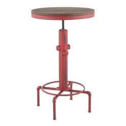 Lumisource Hydra Bar Table in Vintage Red Metal and Brown Bamboo