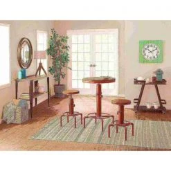 Lumisource Hydra Bar Table in Vintage Red Metal and Brown Bamboo -Kitchen & Dining Furniture Sales Store LumiSource20LLC BTxxHYDRAxxRxxBNxxxx8xxxx94ba66