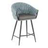 Lumisource Braided Matisse Counter Stool in Grey Faux Leather and Blue Fabric -Kitchen & Dining Furniture Sales Store LumiSource20LLC Braidedxx20Matissexx20Counterxx20Stoolxx20BKxx20BUxx20Mainxxhrxx546cfe