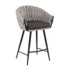 Lumisource Braided Matisse Counter Stool in Grey Faux Leather and Cream Fabric