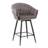 Lumisource Braided Matisse Counter Stool in Grey Faux Leather and Grey Fabric