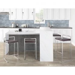 Lumisource Fuji Stackable Counter Stool in Brown Faux Leather, PK 2 -Kitchen & Dining Furniture Sales Store LumiSource20LLC CSxxFUJIxxBN2xxxx12xxxx854cc3