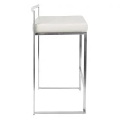 Lumisource Fuji Stackable Counter Stool in White Faux Leather, PK 2 -Kitchen & Dining Furniture Sales Store LumiSource20LLC CSxxFUJIxxW2xxxx3xxxxec6a9f