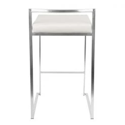 Lumisource Fuji Stackable Counter Stool in White Faux Leather, PK 2 -Kitchen & Dining Furniture Sales Store LumiSource20LLC CSxxFUJIxxW2xxxx5xxxx17df5a