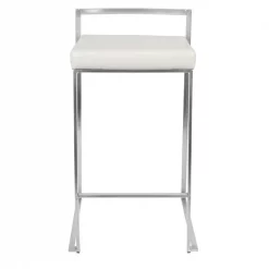 Lumisource Fuji Stackable Counter Stool in White Faux Leather, PK 2 -Kitchen & Dining Furniture Sales Store LumiSource20LLC CSxxFUJIxxW2xxxx6xxxxdf9175