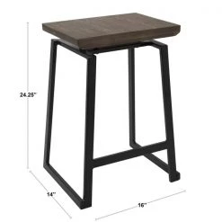 Lumisource Geo Counter Stool in Black with Brown Wood Seat, PK 2 -Kitchen & Dining Furniture Sales Store LumiSource20LLC CSxxGEOxxBKxxBN2xxDIMxx727f11