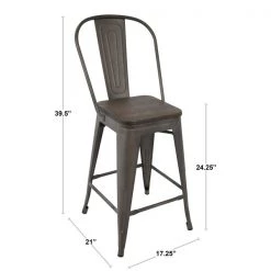 Lumisource Oregon High Back Counter Stool in Antique and Espresso, PK 2 -Kitchen & Dining Furniture Sales Store LumiSource20LLC CSxxORHBxxANxxE2xxDIMxxf221fa