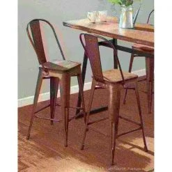 Lumisource Oregon High Back Counter Stool in Antique and Espresso, PK 2 -Kitchen & Dining Furniture Sales Store LumiSource20LLC CSxxORHBxxANxxE2xxxx11xxxxe5e4f9