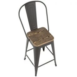 Lumisource Oregon High Back Counter Stool in Grey and Brown, PK 2 -Kitchen & Dining Furniture Sales Store LumiSource20LLC CSxxORHBxxGYxxBN2xxxx7xxxxde4716