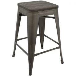Lumisource Oregon Stackable Counter Stool in Antique and Espresso, PK 2 -Kitchen & Dining Furniture Sales Store LumiSource20LLC CSxxORxxANxxE2xxxx2xxxxcbe9d9
