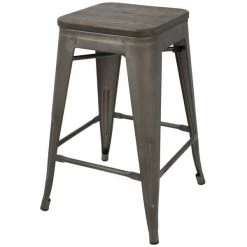 Lumisource Oregon Stackable Counter Stool in Antique and Espresso, PK 2 -Kitchen & Dining Furniture Sales Store LumiSource20LLC CSxxORxxANxxE2xxxx4xxxx07033b