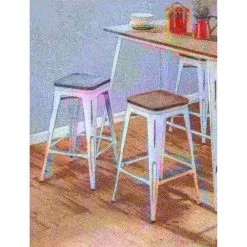 Lumisource Oregon Stackable Counter Stool in Vintage White and Espresso, PK 2 -Kitchen & Dining Furniture Sales Store LumiSource20LLC CSxxORxxVWxxE2xxxx11xxxx06685b