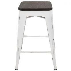 Lumisource Oregon Stackable Counter Stool in Vintage White and Espresso, PK 2 -Kitchen & Dining Furniture Sales Store LumiSource20LLC CSxxORxxVWxxE2xxxx3xxxx432597
