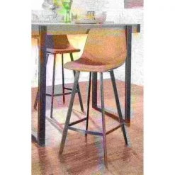 Lumisource Outlaw Counter Stool in Black with Brown Faux Leather, PK 2 -Kitchen & Dining Furniture Sales Store LumiSource20LLC CSxxOUTLWxxBKxxBN2xxxx12xxxx67fc96