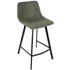 Lumisource Outlaw Counter Stool in Black with Green Faux Leather, PK 2 -Kitchen & Dining Furniture Sales Store LumiSource20LLC CSxxOUTLWxxBKxxGN2xxxx2xxxxff7451