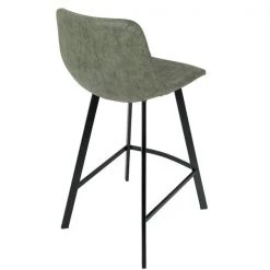 Lumisource Outlaw Counter Stool in Black with Green Faux Leather, PK 2 -Kitchen & Dining Furniture Sales Store LumiSource20LLC CSxxOUTLWxxBKxxGN2xxxx4xxxx379673