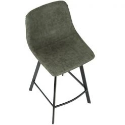 Lumisource Outlaw Counter Stool in Black with Green Faux Leather, PK 2 -Kitchen & Dining Furniture Sales Store LumiSource20LLC CSxxOUTLWxxBKxxGN2xxxx7xxxxba227f