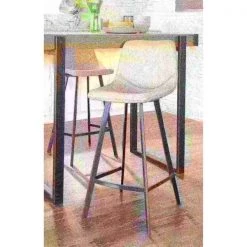 Lumisource Outlaw Counter Stool in Black with Grey Faux Leather, PK 2 -Kitchen & Dining Furniture Sales Store LumiSource20LLC CSxxOUTLWxxBKxxGY2xxxx12xxxxd2bfe3