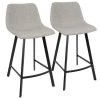 Lumisource Outlaw Counter Stool in Black with Grey Faux Leather, PK 2