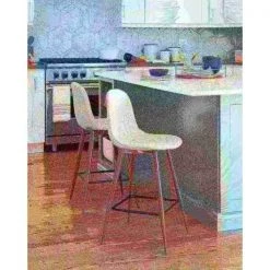 Lumisource Pebble Counter Stool in Walnut Metal and Beige Fabric, PK 2 -Kitchen & Dining Furniture Sales Store LumiSource20LLC CSxxPEBxxWLxxBG2xxxx10xxxx2d23aa