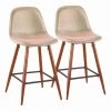 Lumisource Pebble Counter Stool in Walnut Metal and Beige Fabric, PK 2 -Kitchen & Dining Furniture Sales Store LumiSource20LLC CSxxPEBxxWLxxBG2xxxx1xxxx15b349