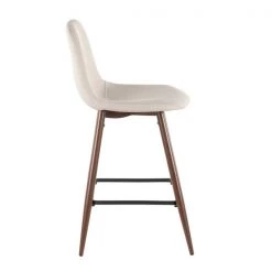 Lumisource Pebble Counter Stool in Walnut Metal and Beige Fabric, PK 2 -Kitchen & Dining Furniture Sales Store LumiSource20LLC CSxxPEBxxWLxxBG2xxxx3xxxx4c8a12