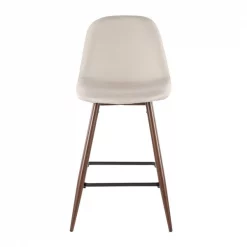 Lumisource Pebble Counter Stool in Walnut Metal and Beige Fabric, PK 2 -Kitchen & Dining Furniture Sales Store LumiSource20LLC CSxxPEBxxWLxxBG2xxxx6xxxx2d1d52