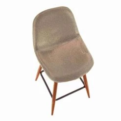 Lumisource Pebble Counter Stool in Walnut Metal and Beige Fabric, PK 2 -Kitchen & Dining Furniture Sales Store LumiSource20LLC CSxxPEBxxWLxxBG2xxxx7xxxx722db2
