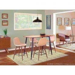 Lumisource Pebble Counter Stool in Walnut Metal and Beige Fabric, PK 2 -Kitchen & Dining Furniture Sales Store LumiSource20LLC CSxxPEBxxWLxxBG2xxxx9xxxx448ded