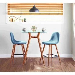 Lumisource Pebble Counter Stool in Walnut and Blue, PK 2 -Kitchen & Dining Furniture Sales Store LumiSource20LLC CSxxPEBxxWLxxBU2xxxx10xxxxdcb3f9