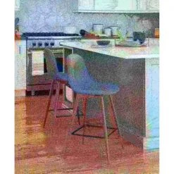 Lumisource Pebble Counter Stool in Walnut and Blue, PK 2 -Kitchen & Dining Furniture Sales Store LumiSource20LLC CSxxPEBxxWLxxBU2xxxx11xxxx04d73e