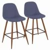 Lumisource Pebble Counter Stool in Walnut and Blue, PK 2 -Kitchen & Dining Furniture Sales Store LumiSource20LLC CSxxPEBxxWLxxBU2xxxx1xxxxa0b13a