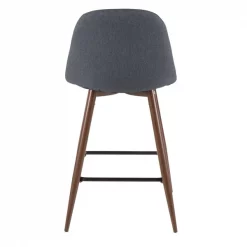 Lumisource Pebble Counter Stool in Walnut and Blue, PK 2 -Kitchen & Dining Furniture Sales Store LumiSource20LLC CSxxPEBxxWLxxBU2xxxx5xxxx38b5d4