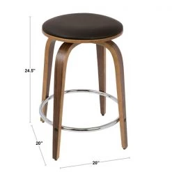 Lumisource Porto Counter Stool in Walnut, Brown Faux Leather, PK 2 -Kitchen & Dining Furniture Sales Store LumiSource20LLC CSxxPRTxxWLxxBN2xxDIM