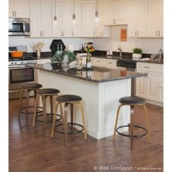 Lumisource Porto Counter Stool in Walnut, Brown Faux Leather, PK 2 -Kitchen & Dining Furniture Sales Store LumiSource20LLC CSxxPRTxxWLxxBN2xxxx7xx