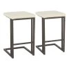 Lumisource Roman Counter Stool in Antique Metal and Cream Faux Leather, PK 2
