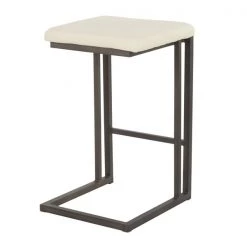 Lumisource Roman Counter Stool in Antique Metal and Cream Faux Leather, PK 2 -Kitchen & Dining Furniture Sales Store LumiSource20LLC CSxxRMNxxANCR2xxxx4xxxx57a70c