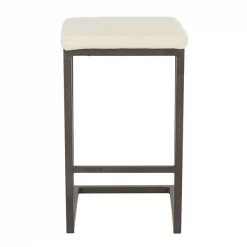 Lumisource Roman Counter Stool in Antique Metal and Cream Faux Leather, PK 2 -Kitchen & Dining Furniture Sales Store LumiSource20LLC CSxxRMNxxANCR2xxxx6xxxx8e7def