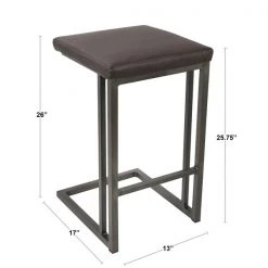 Lumisource Roman Counter Stool in Antique and Espresso Faux Leather, PK 2 -Kitchen & Dining Furniture Sales Store LumiSource20LLC CSxxRMNxxANxxE2xxDIMxx361419