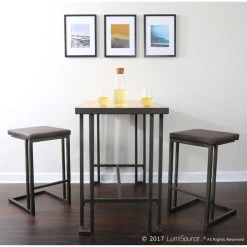 Lumisource Roman Counter Stool in Antique and Espresso Faux Leather, PK 2 -Kitchen & Dining Furniture Sales Store LumiSource20LLC CSxxRMNxxANxxE2xxxx10xxxx381361