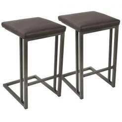 Lumisource Roman Counter Stool in Antique and Espresso Faux Leather, PK 2