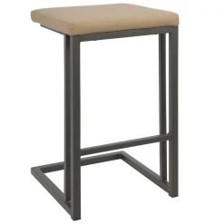 Lumisource Roman Counter Stool in Grey and Camel Faux Leather, PK 2 -Kitchen & Dining Furniture Sales Store LumiSource20LLC CSxxRMNxxGYxxCAM2xxxx2xxxx36be2c