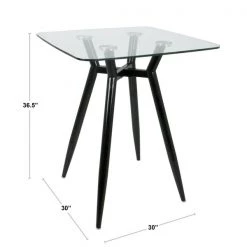Lumisource Clara Square Counter Table with Black Metal Legs and Clear Glass Top -Kitchen & Dining Furniture Sales Store LumiSource20LLC CTxxCLR3030xxBKGLxxDIMxxb3c40f