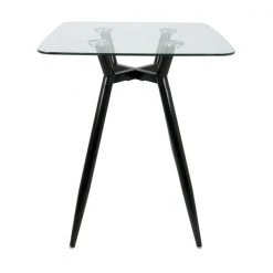 Lumisource Clara Square Counter Table with Black Metal Legs and Clear Glass Top -Kitchen & Dining Furniture Sales Store LumiSource20LLC CTxxCLR3030xxBKGLxxxx2xxxx971bee
