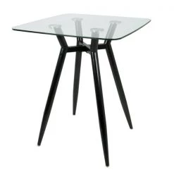 Lumisource Clara Square Counter Table with Black Metal Legs and Clear Glass Top -Kitchen & Dining Furniture Sales Store LumiSource20LLC CTxxCLR3030xxBKGLxxxx3xxxx89406d