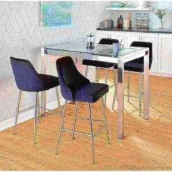 Lumisource Fuji Counter Table in Stainless Steel and Clear Glass -Kitchen & Dining Furniture Sales Store LumiSource20LLC CTxxFUJIxxSSxxGLSxxxx16xxxxa6c3d6