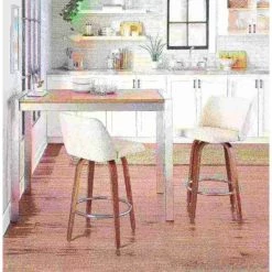 Lumisource Fuji Counter Table in Brushed Stainless Steel and Walnut Wood -Kitchen & Dining Furniture Sales Store LumiSource20LLC CTxxFUJIxxSSxxWLxxxx11xxxx4026fb