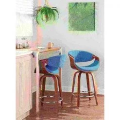 Lumisource Fuji Counter Table in Brushed Stainless Steel and Walnut Wood -Kitchen & Dining Furniture Sales Store LumiSource20LLC CTxxFUJIxxSSxxWLxxxx12xxxx6ca572