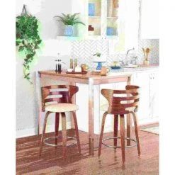 Lumisource Fuji Counter Table in Brushed Stainless Steel and Walnut Wood -Kitchen & Dining Furniture Sales Store LumiSource20LLC CTxxFUJIxxSSxxWLxxxx13xxxxee83c8